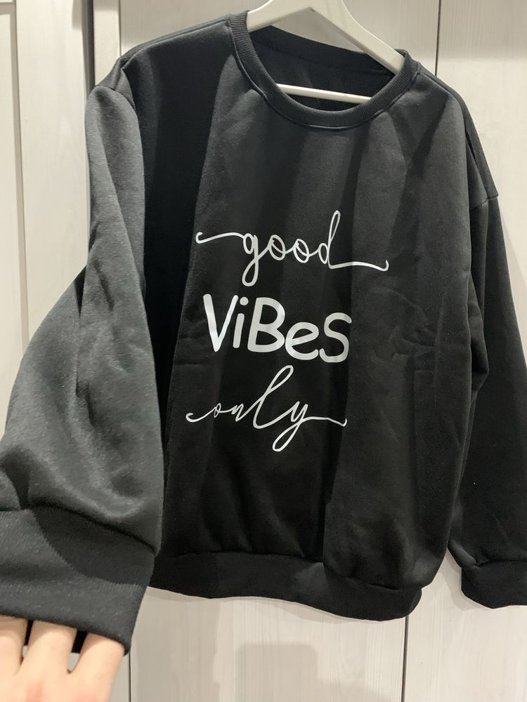 Czarna damska bluza nadruk slogan Good Vibes Only 46 nowa