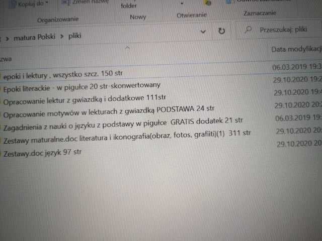 matura ustna pisemna, język polski, materiały
