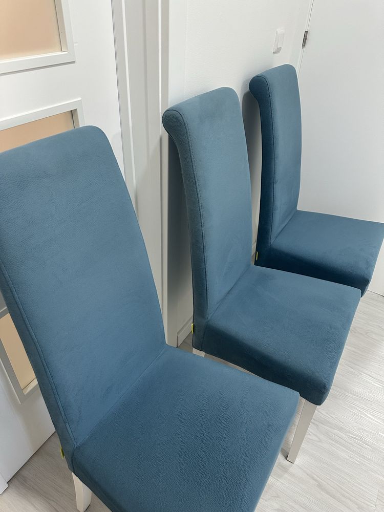 6 cadeiras tecido azul