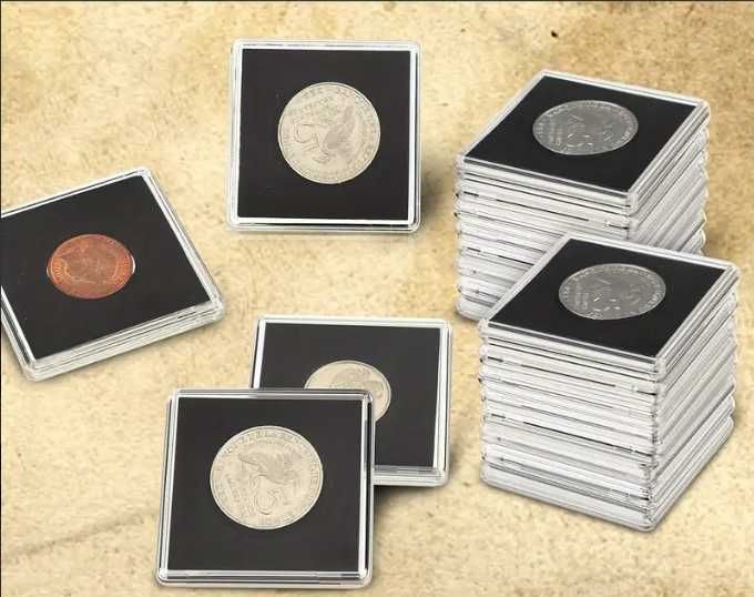 Kapsle na monety pudełka QUADRUM 5x5 cm 40mm -20mm - 20 sztuk KOMPLET