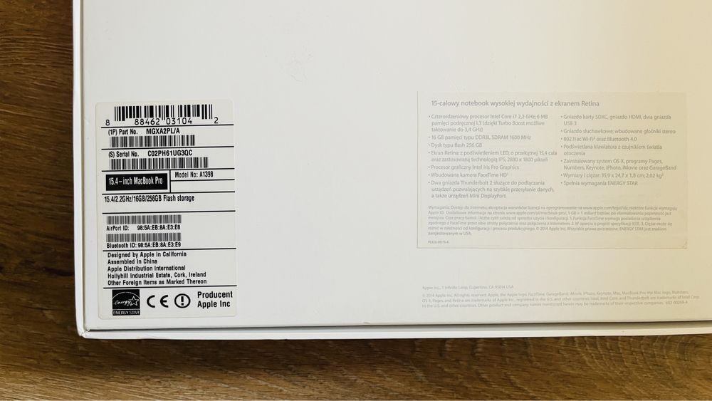 MacBook Pro 15 Retina A1398