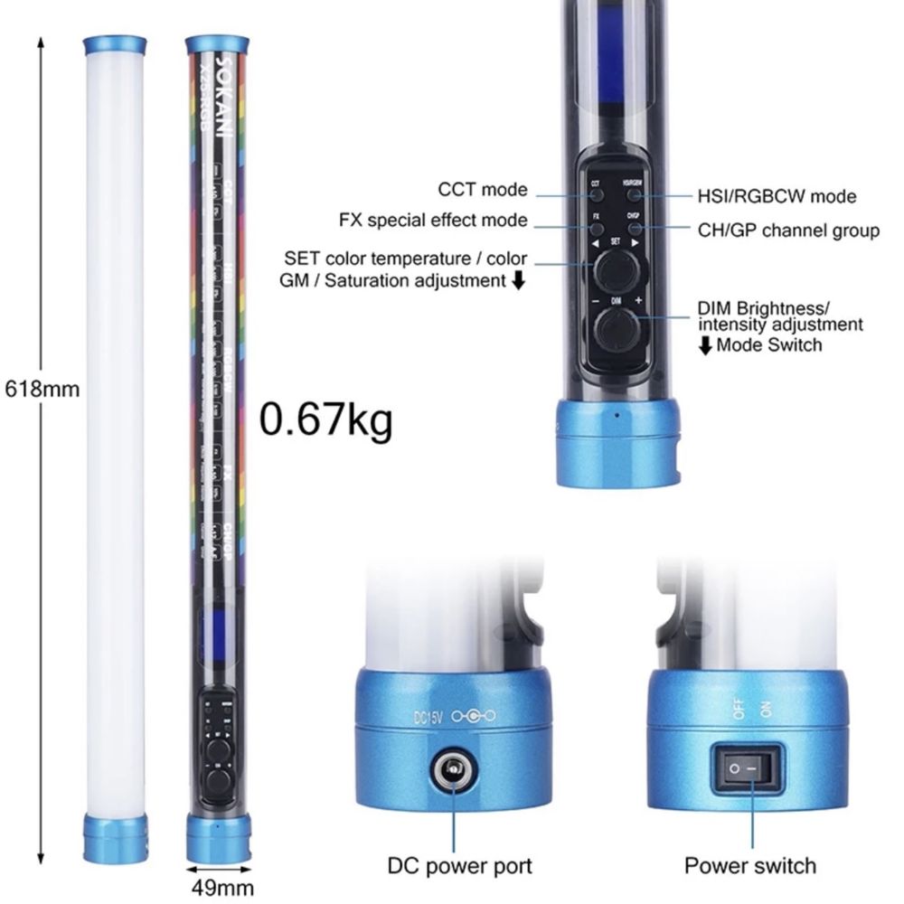 SOKANI X25 RGB Портативна світлодіодна лампа з вбудованим акумулятором