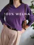 Fioletowy sweter damski męski unisex 100% wełna klasyczny oldmoney