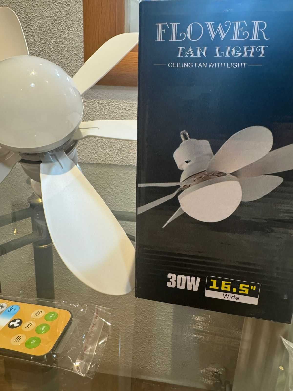 Ventoínha de Teto com Luz LED Integrada + BASE E27 GRÁTIS!