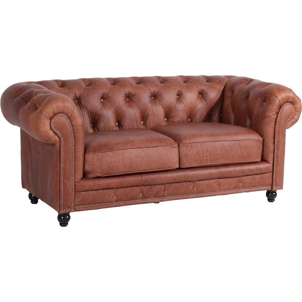 Chesterfield sofa »Old England«, 2-osobowa skórzana sofa 192 cm