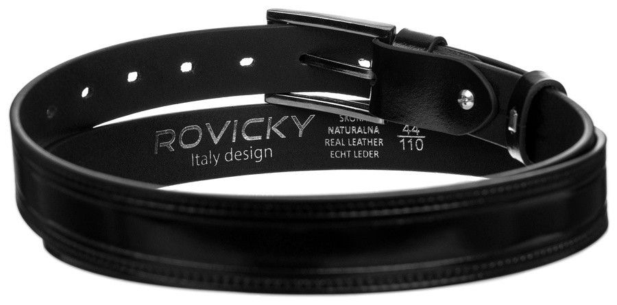 zdobiony pasek męski z lakierowanej skóry naturalnej licowej