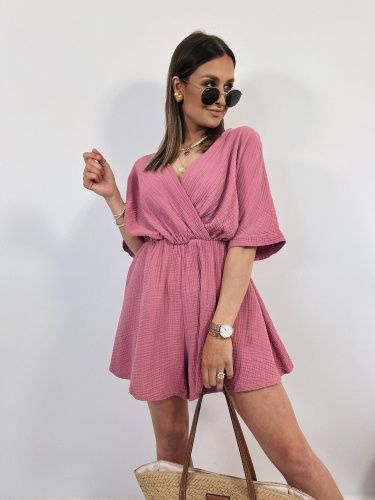 Kombinezon muślinowy różowy S36M38L40