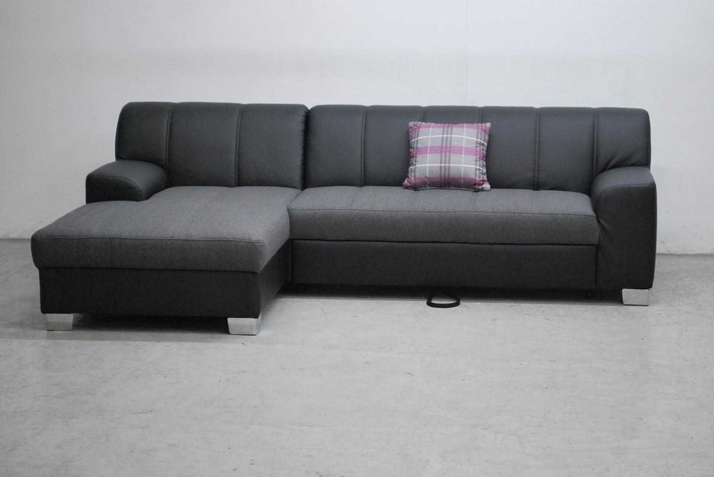 RCŁ Nowy narożnik funkcja spania rogówka, KANAP czarna eko skóra sofa