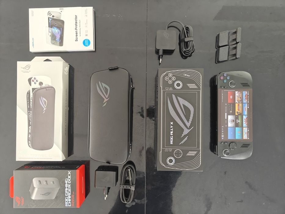 ASUS ROG Ally X + Gaming Charger Dock + Travel Case + Vidro Temperado