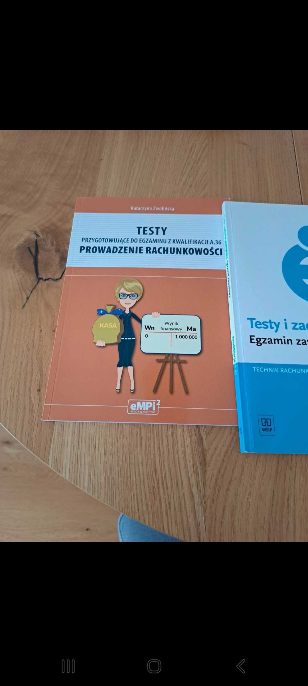 Zestaw książek rachunkowość, testy przygotowujace do egzaminu