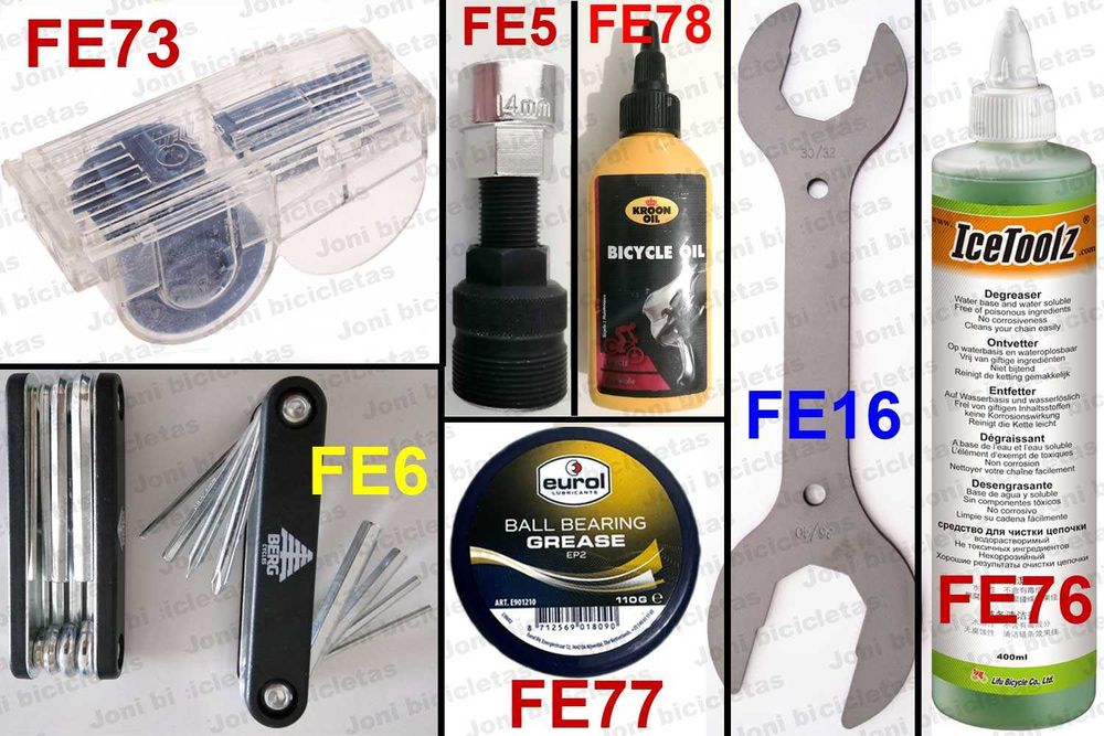 Ferramentas de manutenção, reparação e restauro de bicicleta