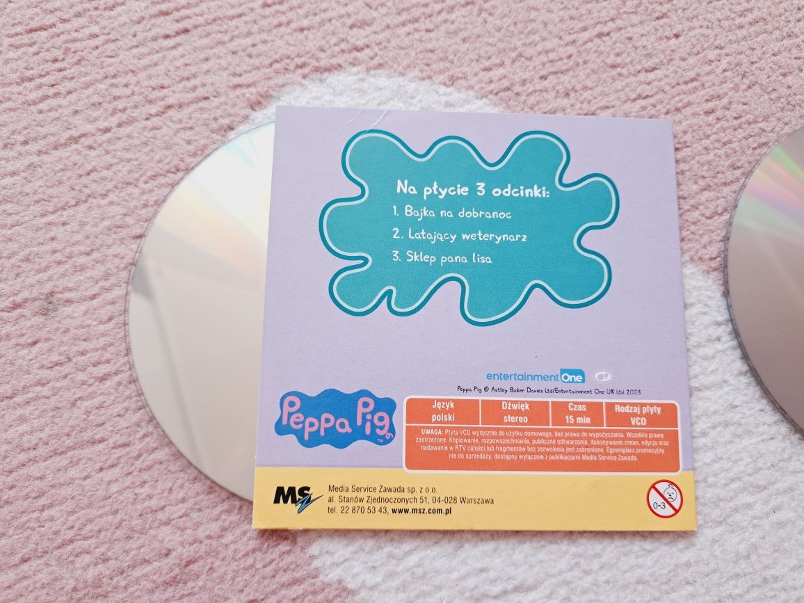Świnka Peppa Pig bajki na VCD polski dubbing 3 płyty + zegarek gratis