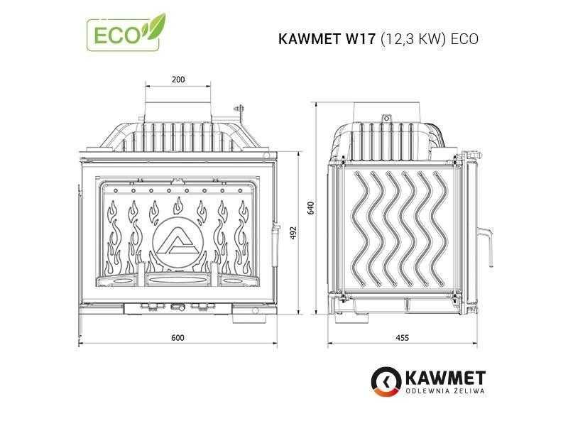 Wkład kominkowy Kawmet W17 12,3 kW Ecoprojekt od reki