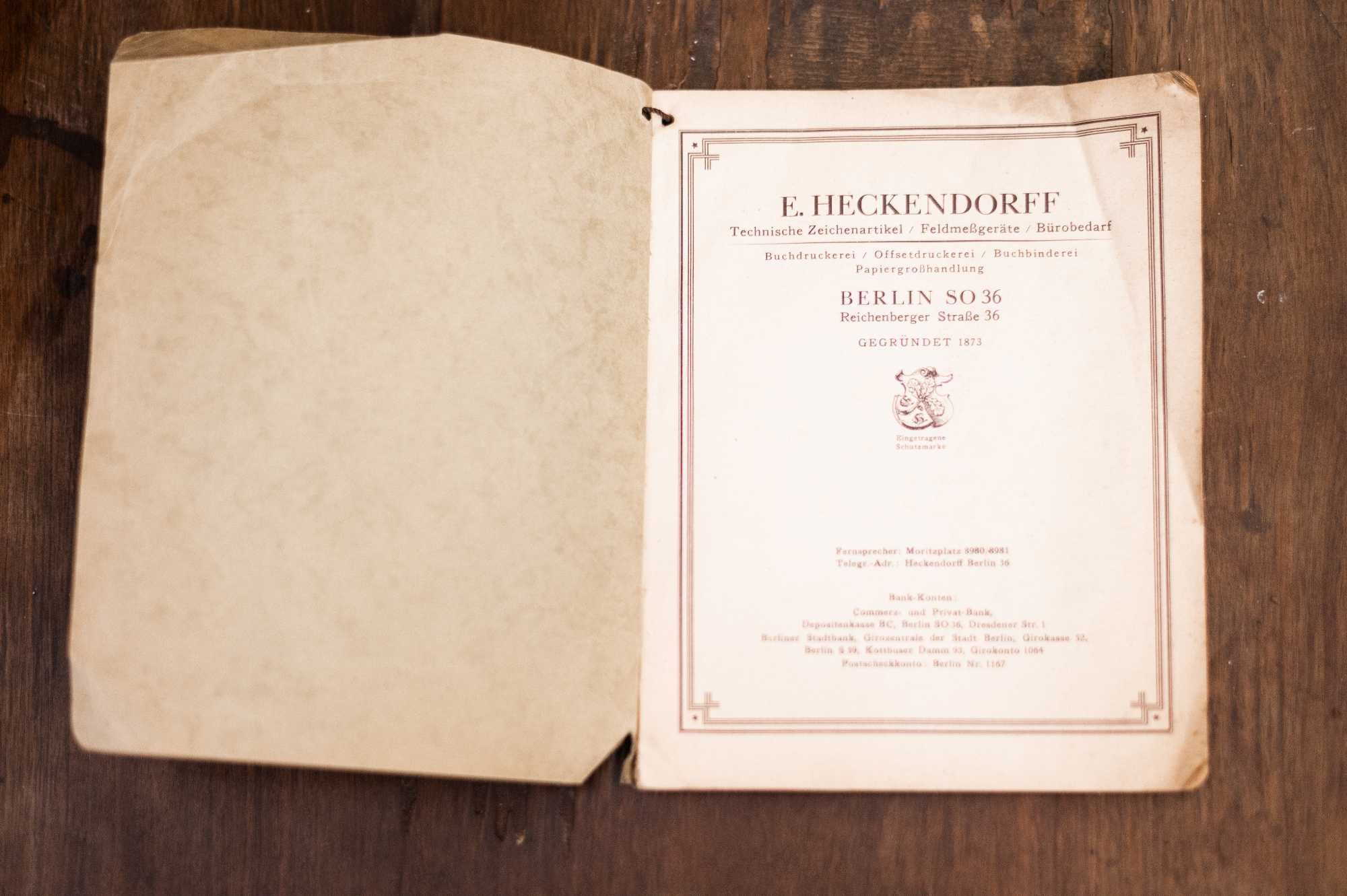 Stara niemiecka,przedwojenna książka Zeichen Artikel Heckendorff 1873r