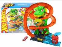Hot Wheels zakrecony tor remiza T-rexa, zestaw do zabawy z autem