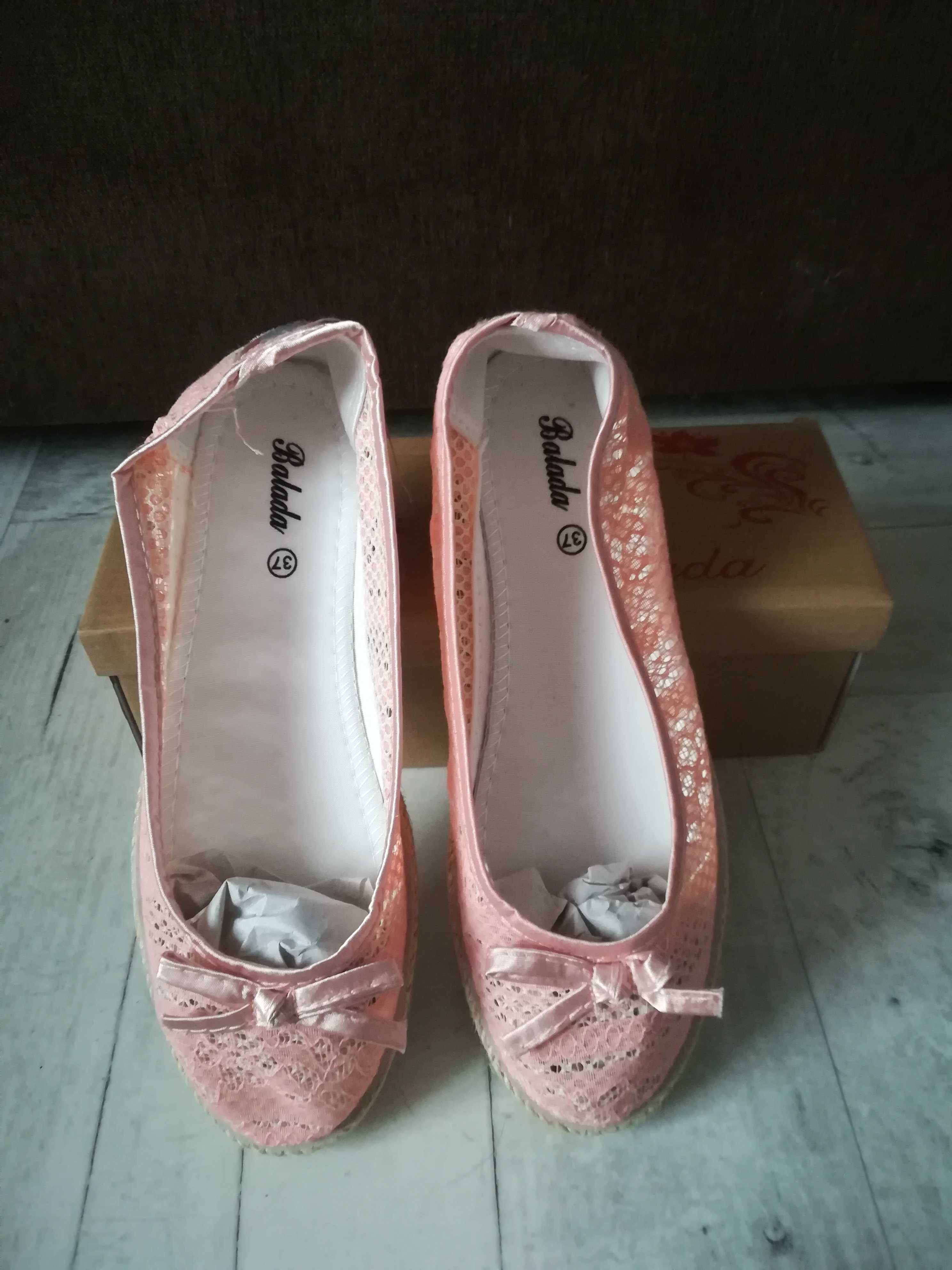 Espadryle różowe nowe 37