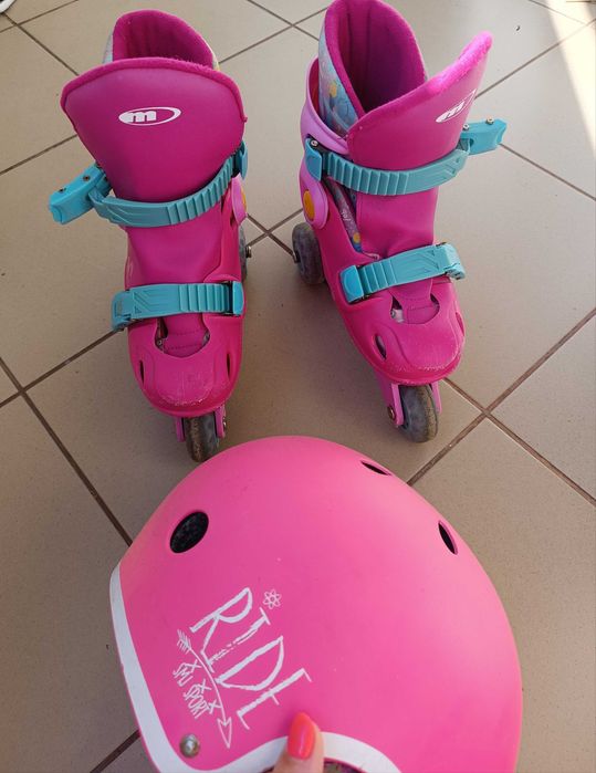 Rolki dla dziewczynki 30-33, kask