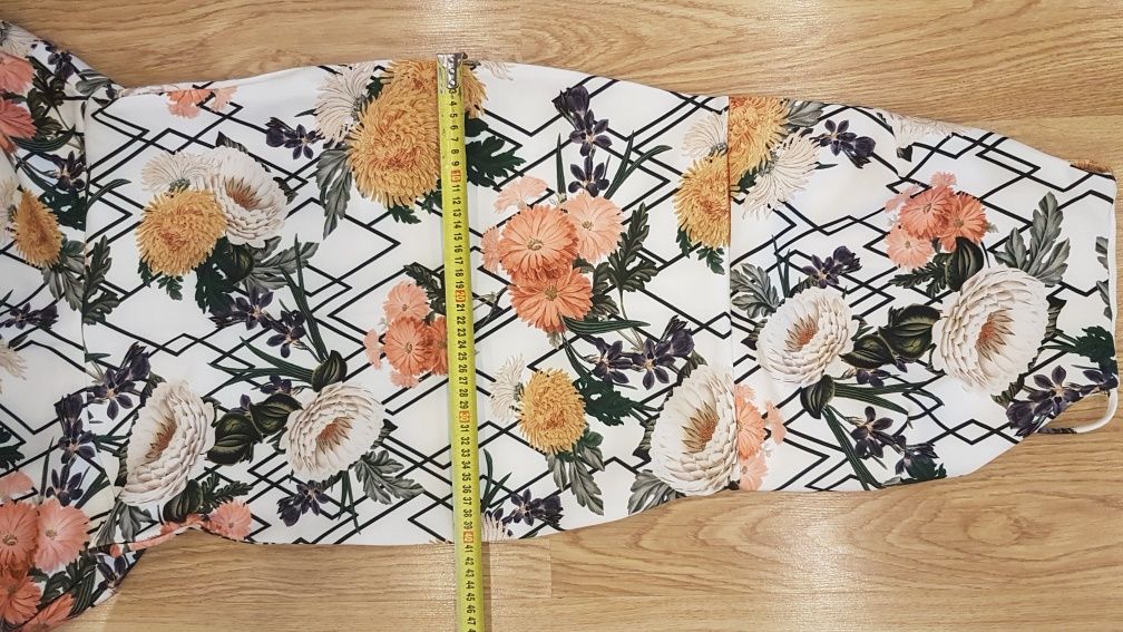 Asos 38 M Ołówkowa Sukienka Midi Floral Print Kwiaty