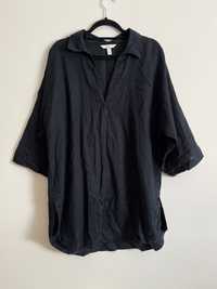 Sukienka tunika czarna lniana H&M M/L/oversize