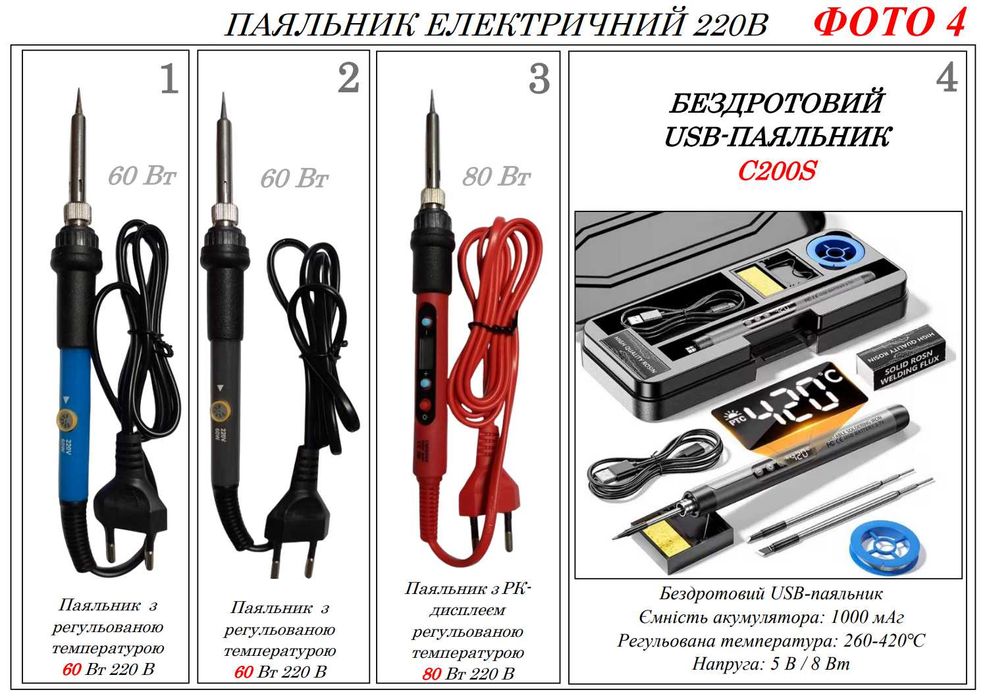 Паяльник 220V 25 Вт-200  Вт
