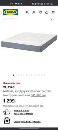 Materac valevag 160x200 Ikea JAK NOWY