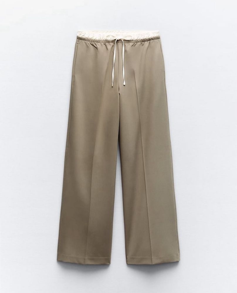 Нові брюки штани Zara з подвійним поясом XS бежеві