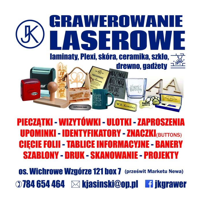 Grawerowanie laserowe, Reklama, szyldy, oklejanie, ploter,pieczątki