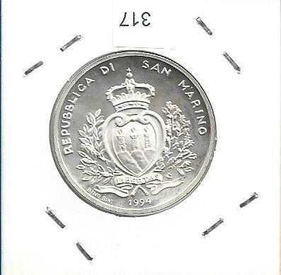 San Marino -  500 Lire - 1994 -  Futebol 1984 U.S.A. -  Moeda de Prata