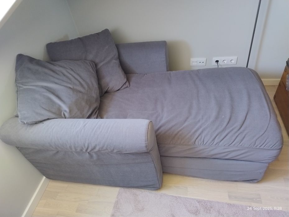 sofa chaise longue com arrumação ikea GRONLID, capa cinzenta