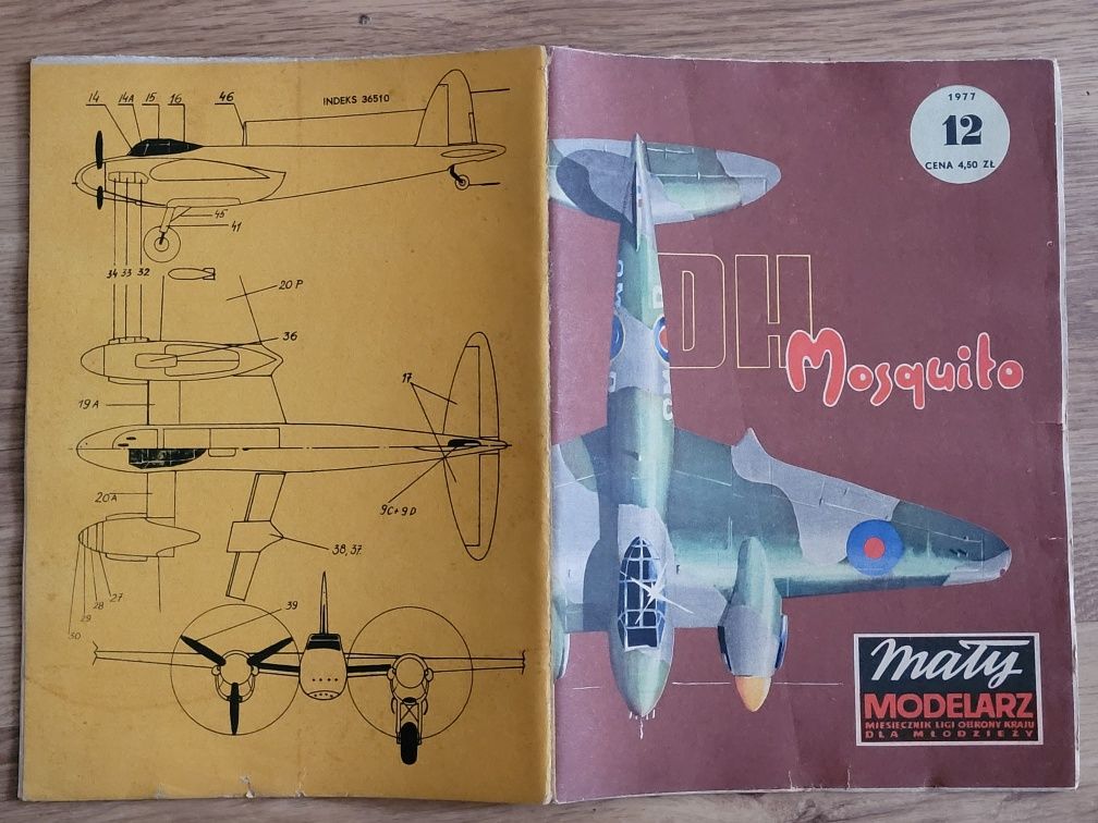 Mały Modelarz nr 12/1977r samolot Mosquito model kartonowy
