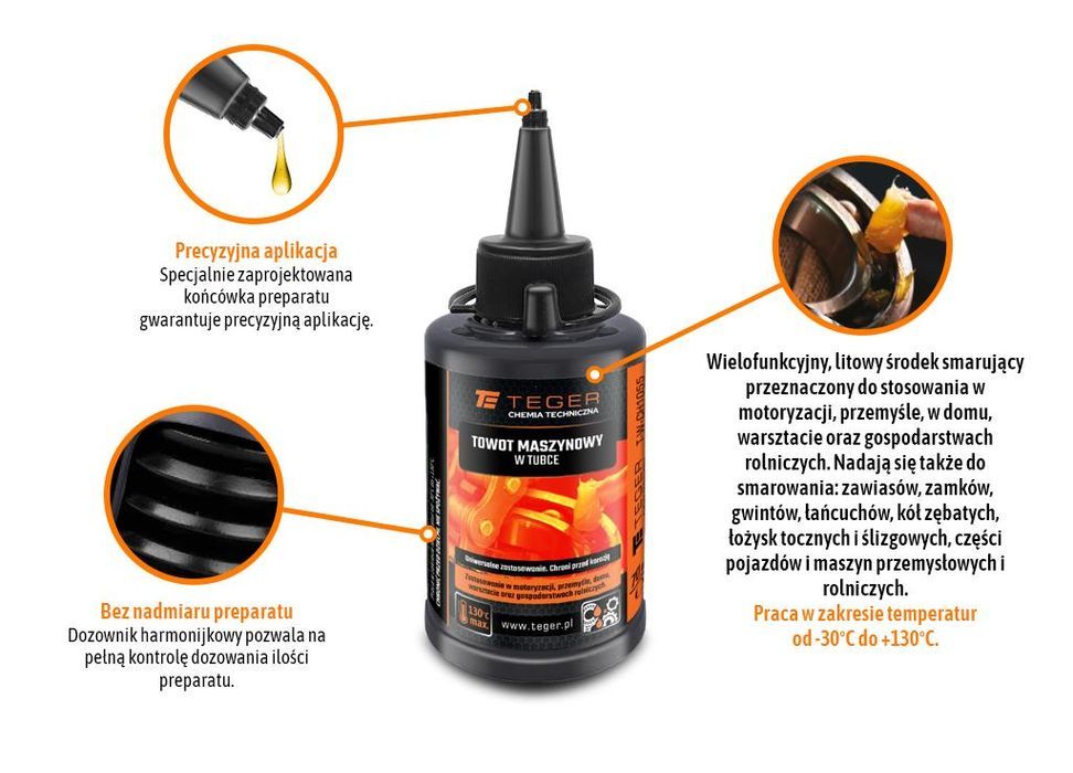 Towot maszynowy w tubce, 70 ml, Teger