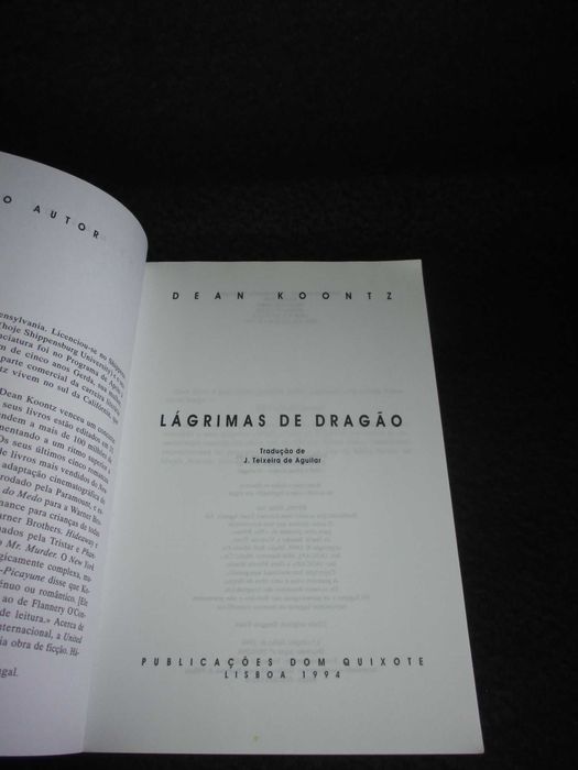 Livro Lágrimas de Dragão Dean Koontz