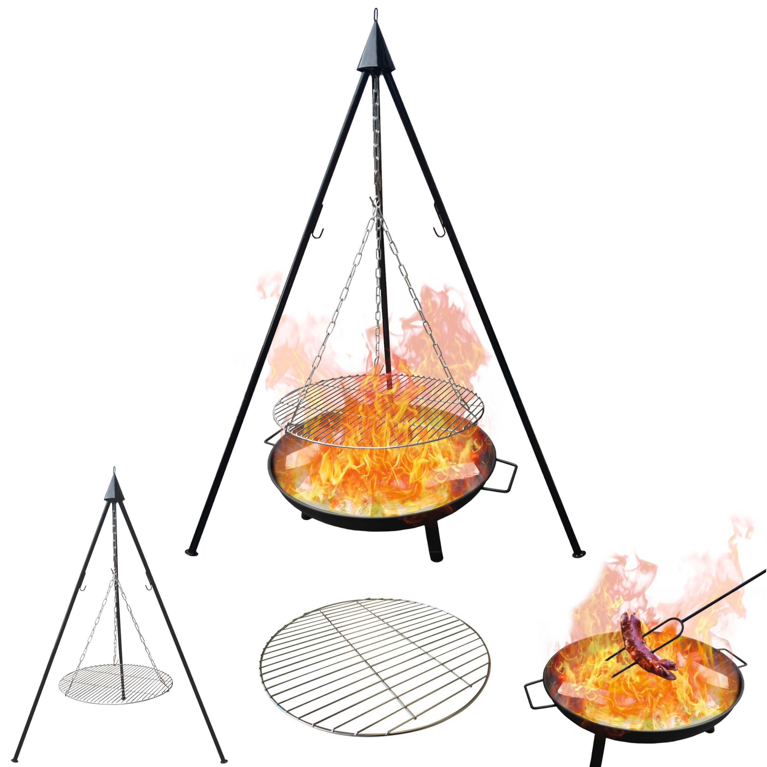 Grill ogrodowy Palenisko ogrodowe ruszt 60 cm wiszący trójnóg duży