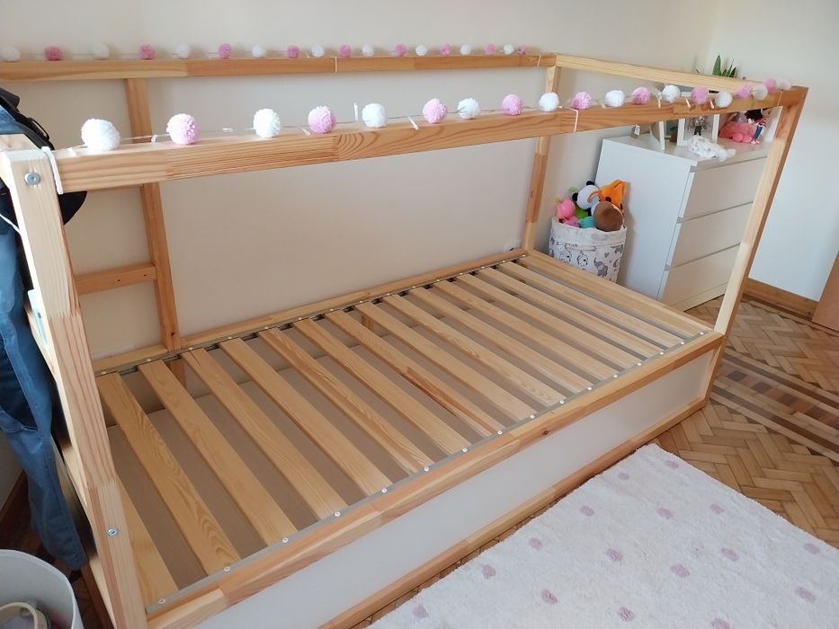 Cama Reversivel Branco/Pinho+Colchão