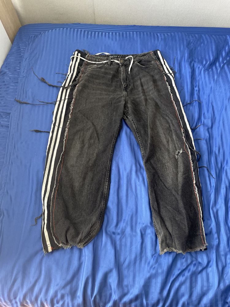 кастом джинси чорні adidas