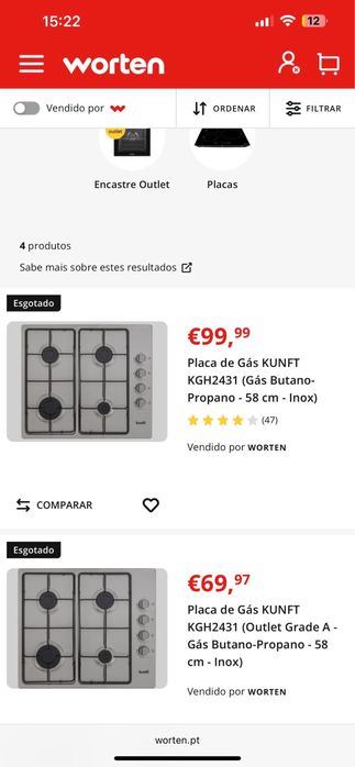 Placa de Gás Kunft KGH2431 (58 cm – Inox – Gás Butano/Propano)