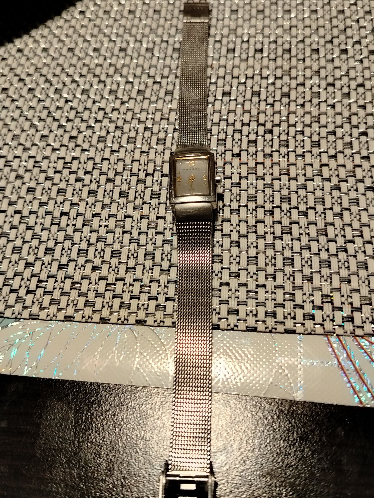 Skagen Tank Watch Damski Srebrny Kolor Srebrna Tarcza 14mm Prostokąt 4