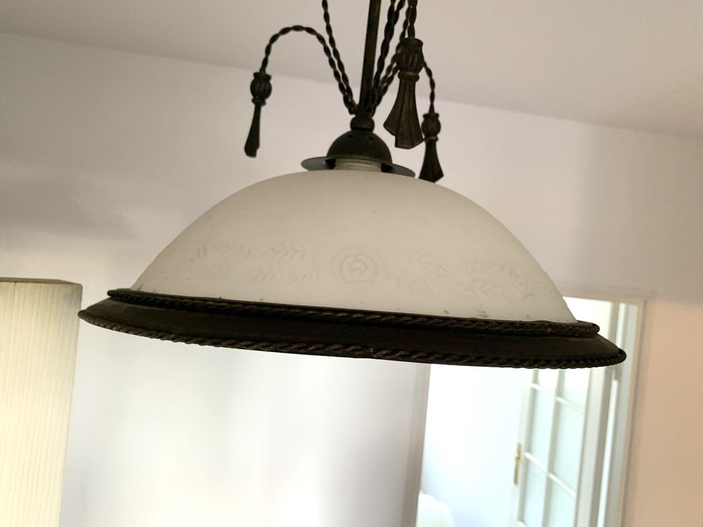 Cottex Sweden Lampa Wisząca metal szkło vintage antyk prl ornamenty