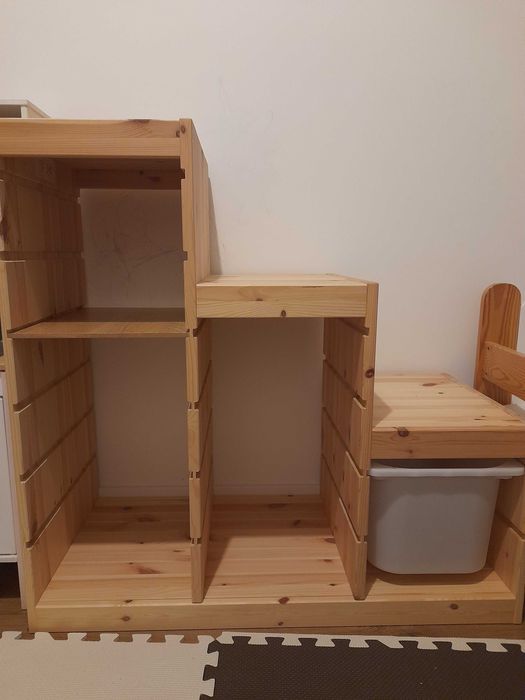 Trofast ikea sosna schodki z dwiema półkami i pudełkiem. stan idealny