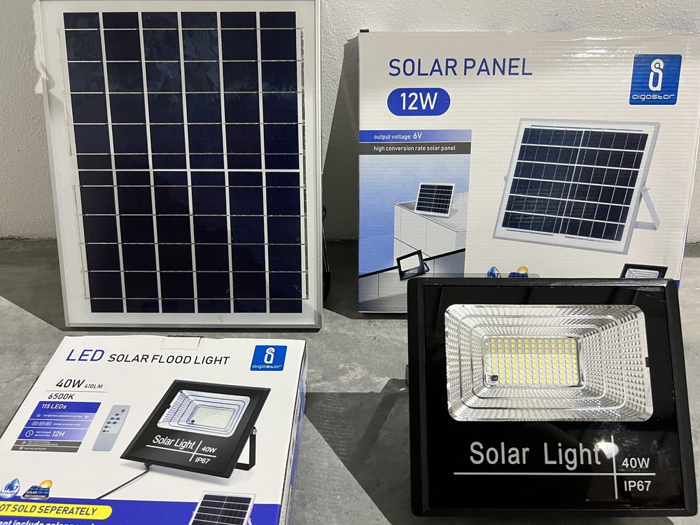 Projetores LED c/ Painel Solar - Varias Potencias - NOVOS - PROMO