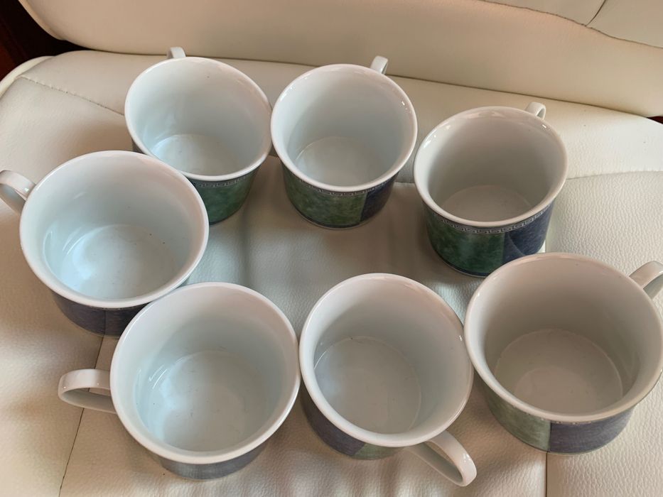 7 filiżanek zielone niebieskie