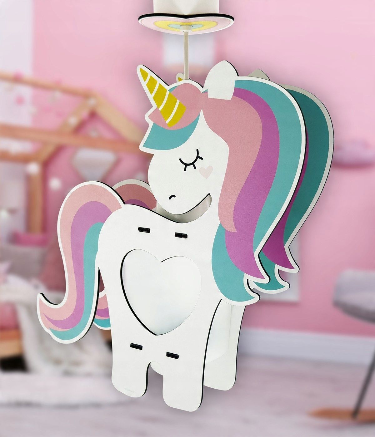 Lampa sufitowa UNICORN Jednorożec jednorożce E27 słodka 3D wisząca zwi