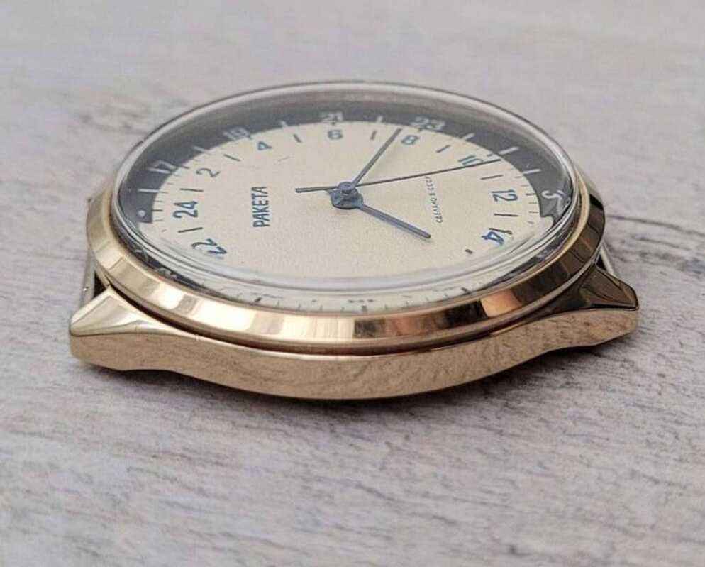 Nowy pozłacany zegarek "Raketa" ZSRR z dokumentami