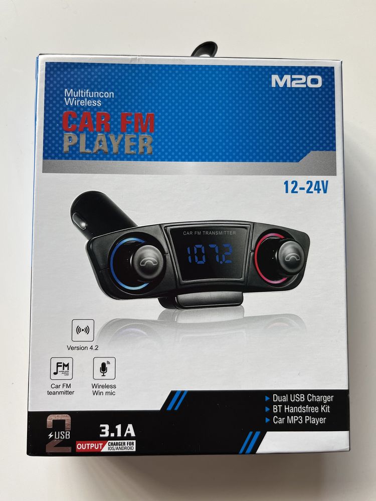 Car FM Player M20 - Transmissor bluetooth via rádio para carro