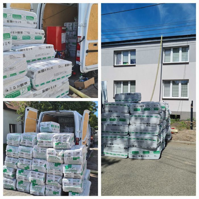 Wdmuchiwanie celuloza wełna skalna szklana mineralna docieplenie termo