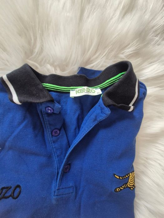 Koszulka tshirt męski niebieski bawełna cotton z kołnierzykiem  Kenzo