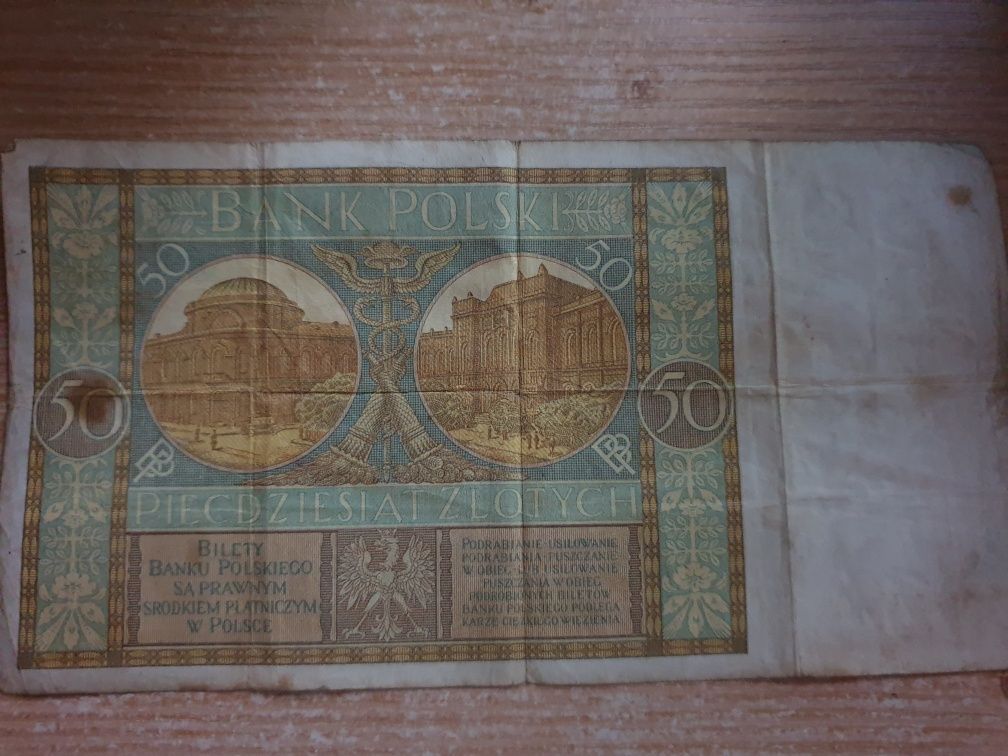 Banknot z 1929 rok 50 zl