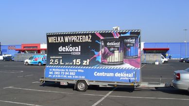Reklama mobilna, przyczepa reklamowa, mobilny billboard Szczecin.