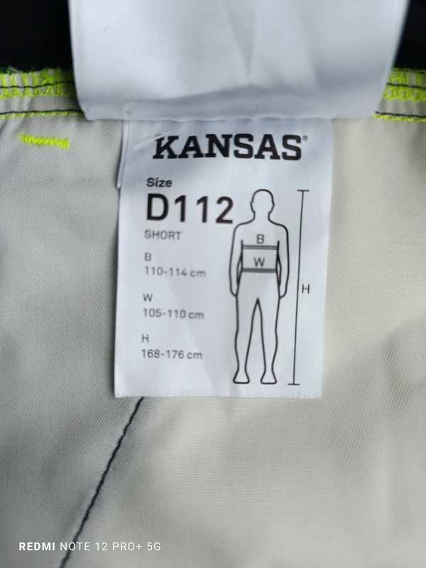Kansas ogrodniczki, spodnie robocze. Safety. Odblaskowe paski.Rozm. XL