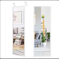 Wysokie lustro białe prostokątne na ścianę lub drzwi